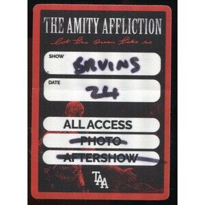 2024 Amity Affliction Backstage Pass All Access Boston MA